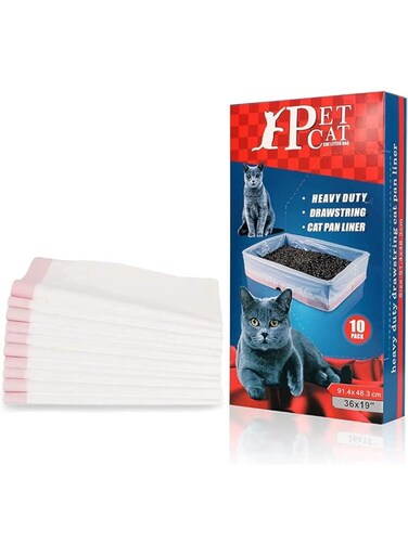 X spring Cat Litter Box Liners, Extra Durable Tear-resistant Large Drawstring Kitty Litter Pan Bags, Cat Litter Bags Liners for Cat Kitty Pet Waste, Disposable Cat Poop Bags (78.8cm*43.1cm 10Pcs)