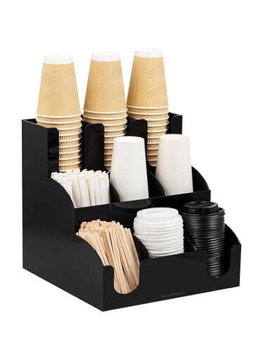 Mind Reader 9 Compartment 3 Layer Organizer, 36 x 36 x 36.5, Black