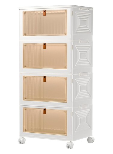 Plastic Storage Bins with Lids, Stackable Storage Containers with Wheels, Folding Storage Boxes, Collapsible Storage Bins, Multi-Purpose Folding Storage Containers for Home and Office