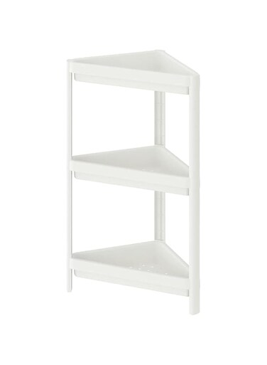 KNP Corner shelf unit, white, 33x33x71 cm -It fits in the smallest of bathrooms, but there&rsquo;s plenty of space on the shelves for all your toiletries from shampoo bottles to soap and small items.