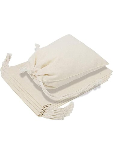 DELFINO 12 Pack 15 x 20 CM Reusable Produce Bags, Muslin Bags with Drawstrings for Shopping and Storage, 100% Natural Cotton Bags, Washable, Biodegradable, for Fruit Vegetable and More, Food Safe