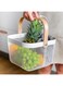MILLTO Metal Mesh Steel Basket with Bamboo Handle, Garden Harvest Basket for Gathering Vegetables, Multi-Functional Hanging Kitchen Baskets Fruit Basket Bin Storage Organizer Basket (White)
