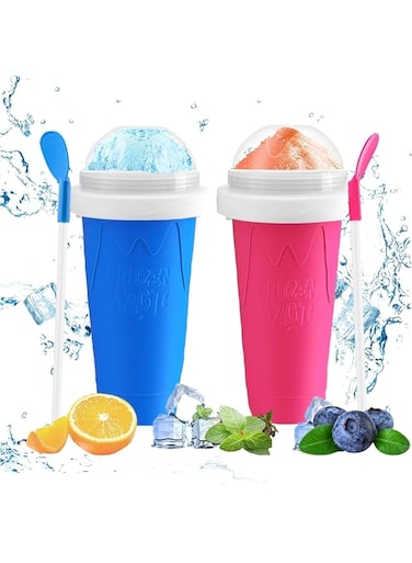 NEW Maker Cup,2PCS Magic Slushy Maker Squeeze Cup, Portable Smoothie Squeeze Cup for Juices, Milk and Ice Cream Make, Cool Stuff Things