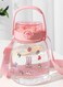 Kids Water Bottle Cute Toddler Cup with Straw Spill Leakproof Durable Plastic Drinking Bottle for Boys and Girls Child Reusable Water Bottle Indoor-Outdoor Pink