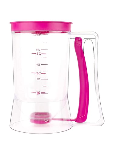 Eojsuosnks Pancake Cupcake Batter Dispenser Batter Distributor with Measuring Label Bakeware Baking Tool (rose pink)