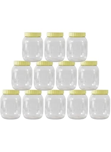 Alsaqer 12-Pieces Plastic Spice Storage Pet Jar-Sunpet 300 ml Round Clear Jars with lid-Plastic Transperent Bottles