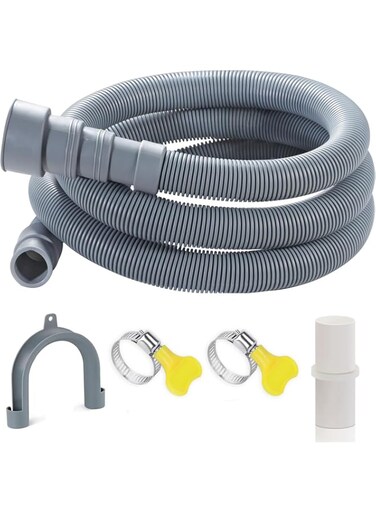 MRTURK REVHQ Washer Drain Hose, 6.5 Feet 13 Feet Flexible Washing Machine Drain Hose Universal Dishwasher Drain Hose Extension Kits Corrugated Washer Hose w/ 1 Hose 4 Clamps 1 U-Bend Hose Holder