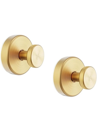 Rayyan Shower Suction Cup Hooks, Removable Towel Hooks for Bathroom Window Glass Door Wall, Bath Robe Hook, Hanging for Glass Mirror Smooth Surface(Pack of 2, Gold)
