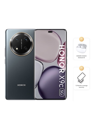 Honor X9c Dual SIM, 12GB RAM, 256GB, 5G, Titanium Black - Middle East Version (With Free Buds)
