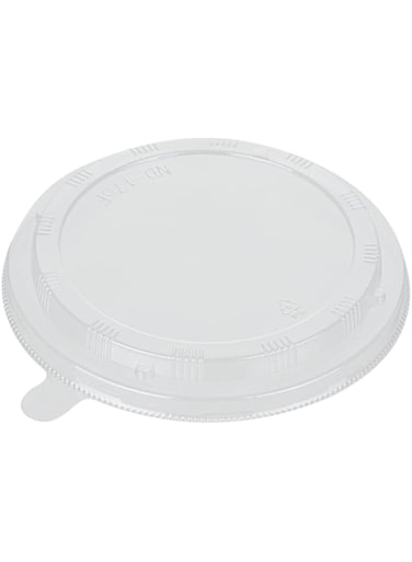 Restaurantware-LIDS ONLY: Taipei 6.3 x 6.8 x 0.8 Inch Round Transparent Lids, 100 Plastic Lids For 33 Ounce Round Wooden Containers - Containers Sold Separately, Clear Plastic To Go Box Lids