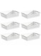 Fohome 6 Pack White Plastic Storage Bins for Shelves,Narrow Small Rectangular Storage Baskets with Non-Slip Handles for Library,Drawers,Office,Kitchen,Bathroom (wide mouth)