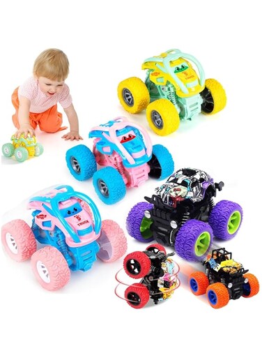 2024 New 6 Pack Monster Truck Toys - Friction Powered Push and GoToy Cars,Toddler Toys for 3 4 5 6 Year Old Girls,Inertia Car Toy Set Stunt Toy,Preschool Birthday Party Supplies for Boys(Random）
