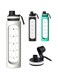 KASTWAVE 32 oz Glass Water Bottle with Time Marks and Silicone Sleeve - Flip Lid, Motivational Water Bottles for Hydration, Reusable, Wide Mouth, Leakproof, 1 Liter Glass Drinking Bottle,BPA Free 1PCS