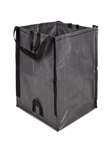 DURASACK Heavy Duty Home and Yard Waste Bag 48-Gallon Woven Polypropylene, Reusable Lawn and Leaf Garden Bag with Reinforced Carry Handles, Pop-Up Self-Standing Garbage Can, Gray