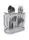 ECVV Kitchen Utensil Holder for Countertop 2 Cups with Silver Iron Frame Cooking Utensil Crock Chic and Modern Cutlery Caddy Utensil Pot for Counter for Fork Spoon Knife Spatula Flatware Silverware.