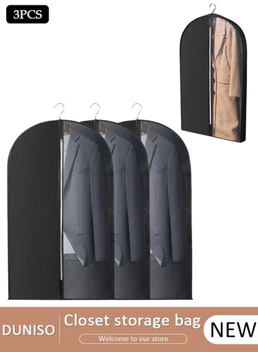 3PCS Clear Garment Bags for Hanging Clothes Storage Gusset Suit Bags for Closet Storage Bags Dust Covers for Clothes Moth Proof Sweater Bags Garment Cover Clothes Protector