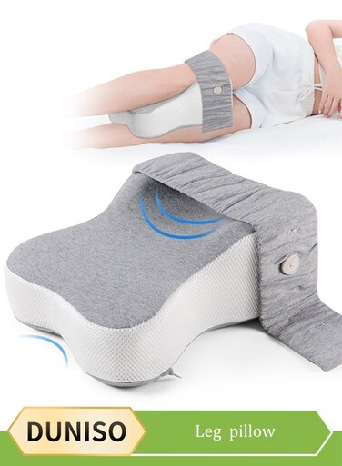 Knee pillow, memory foam leg positioning pillow, leg support pillow,with adjustable elastic belt, suitable for lateral sleeper, 25 * 35 * 13.5cm