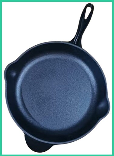 Houseware Heavy Duty Enameled Cast Iron Skillet &acirc;&euro;&ldquo; Black, 26cm   Oven &amp; Induction Safe Frying Pan for Pizza, Grilling &amp; Saut&Atilde;&copy;ing