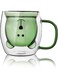 Cute Bear Mugs, Cute Cups Bear Tea Coffee Cup, with Handle 8.5oz Milk Cup Double Wall Insulated Glass Espresso Cups Glass Gift, for Personal Birthday Valentine's Day and Office (Ligjht green)