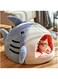 WHFEVDFY Cat House Cat Bed, Cat Cave Shark Shape, Semi-Enclosed Cat Beds for Indoor Cats, With Anti-Slip Bottom and Removable Washable Cushion, Sleep Soft Comfortable, for All Size Cats and Small Dogs