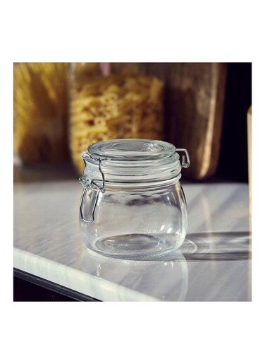Spice Storage Container with 500 ml Capacity Glass Canister With Metal Clip Food Storage Container Clear