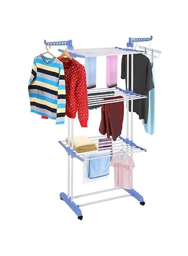 SAFENHAND Clothes Drying Rack Folding Clothes Rail 3 Tier Clothes Horses Rack Laundry Garment Dryer Stand with Two Side Wings (No Box)