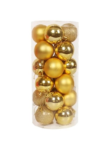 GMWARDDF 24Pcs 4 cm Red Christmas Tree Ornament Balls - Festive Decorations for Holiday Parties, Garden Decor New Year's Eve Celebrations (golden)