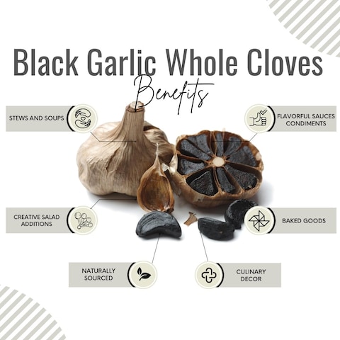 AWAFI MILL Black Garlic Whole Cloves - Intensely Flavorful - Culinary Delight - Gourmet Ingredient - Versatile Cooking Essential (Bottle of 50 gram / 1.7 Oz)