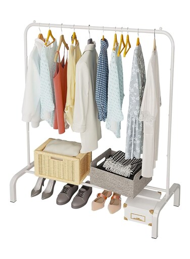 Metal Clothes Rack With Bottom Shelf Closet Clothes Hanger for Garment Coats Skirts