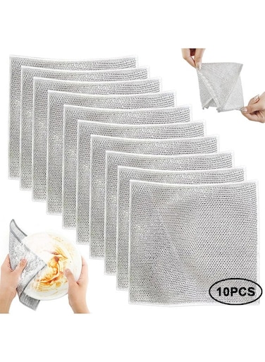 Piece Wire Dishwashing Rag, Non-Scratch Wire Dishcloth, Multipurpose Wire Dishcloth, Steel Wire Dish Towel, Double Layer Multifunctional Wire Dishcloth