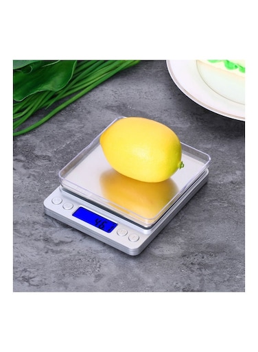 Kitchen Scale Digital Food Scale Kitchen Baking Scale LCD Backlight Display with 2 Tray for Home Travel 2000g/0.1g Silver 15.2*3*13cm