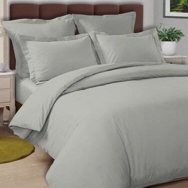 INFINI HOMES Soft 100% Microfiber Silver Duvet Cover Set with 2 Pillow Case for Home &amp; Luxury Hotel (160 X 220, 3 Pcs Set)
