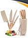 Apple Market 6-Piece Professional Kitchen Knife Set with Universal Block Stainless Steel Blades Ergonomic Handles, Japanese Precision Durable Sharp Chef Knives for Chopping, Slicing and Dicing-Home &amp; Restaurant Use