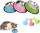 Azonee 3 Piece Cat Food Bowl, Stainless Steel Cat Bowl Set Feeding Bowl with 3 Food Scoops Cat Food Bowl Water Feeding Bowl with a Bowl Mat (Blue, Pink, Green)