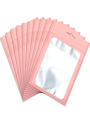 50-Piece Resealable Food Storage Bag Pink 10x18cm