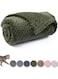 Blanket, Cat Blanket, Flannel Fleece Bed Blankets, Warm Soft Fuzzy Blankets, Mesh Fuzzy Plush Lightweight Blankets, for Puppy, Kitten, Bed, Sofa, Travel, 80 x 60 cm, Dark Green