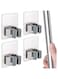 Khazna Broom Holder Mop Holder Broom &amp; Mop Grippers Self Adhesive No Drilling Super Anti-Slip Broom and Wall Mount Mops Rakes Holder, 4 PCS, for Home, Kitchen, Garden, Garage Storage
