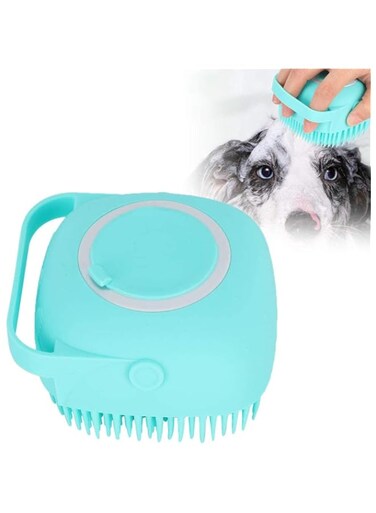 Hotfix Dog Grooming Brush Soothing Bath Brush, Pet Massage Brush Shampoo Dispenser, Soft Silicone Bristle for Dogs and Cats Shower