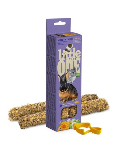 أعواد الأعشاب والزهور الصغيرة للخنازير الغينية والأرانب والديغو والشنشيلة - قطعتان × 55 غرام - مكافآت مقرمشة صالحة للأكل