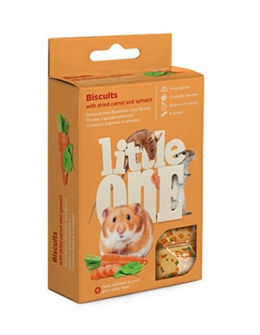 Little One Biscuits with Dried Carrot &amp; Spinach for Small Animals 5x7g &ndash; Crunchy Nutritious Treats