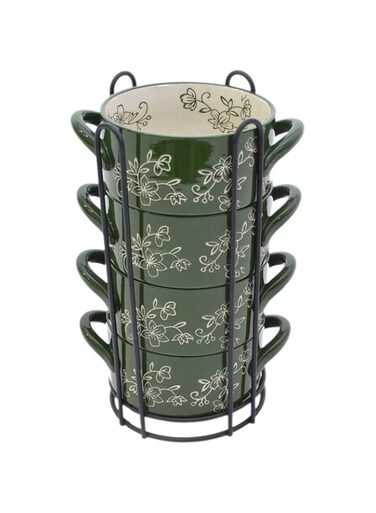 temp-tations&reg; Floral Lace Set of 4 baker with wire rack - Green