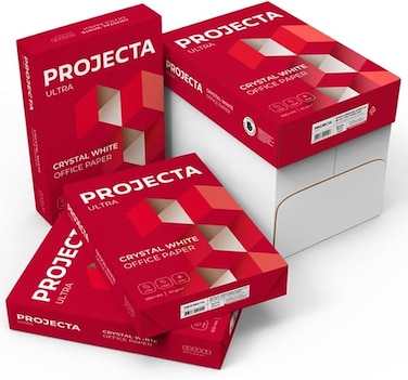 PROJECTA Ultra A4 Paper &ndash; Box of 5 Reams &ndash; 210mm x 297mm 80 GSM   High-Brightness White Printer Paper for Laser, Inkjet &amp; Copier &ndash; Office, School &amp; Home Use