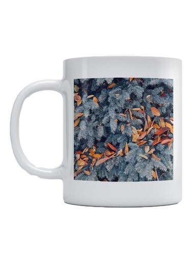 Tree Leave Printed Mug White/Grey/Brown