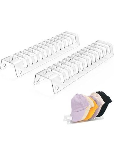 Azonee Hat Stand Organizer for Baseball Caps, 2 Pack Clear Acrylic Hat Holder for Closet &amp; Countertop, Holds 24 Hats, Ideal for Display and Storage