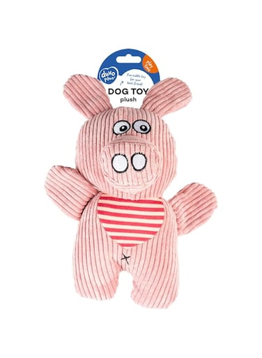 Duvo+ Plush Pig Corduroy 24x13x9cm White/Pink