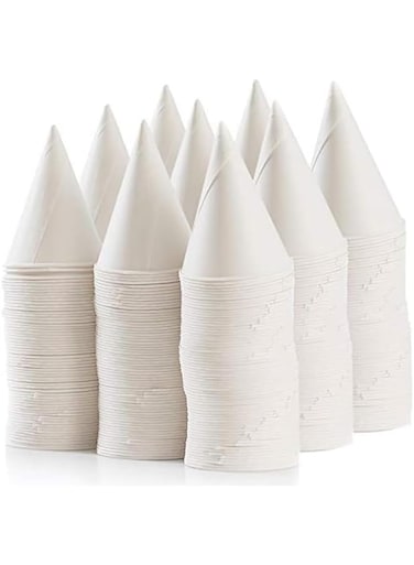 100 Pack White Snowcone Paper Cups 4.5Oz Snow Cone Cups - Pack of 100 Rolled Rim Paper Cone Cups, White Disposable Cups for Ice cream, Office Water Coolers, Sports Teams, Shaved Ice, Slushies.