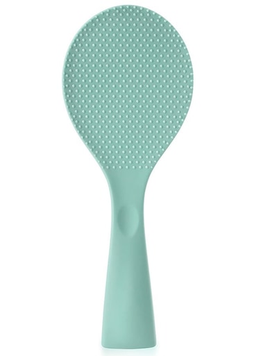 Silicone Standing Rice Spatula with Non-Stick Paddle, Heat Resistant Rice Cooker Spoon, Serving Spoon for Grains (Green)