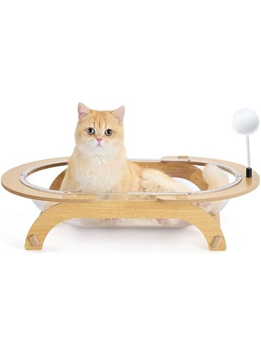 Monirf Wooden Space Capsules Cat Bed, Cat House For All Seasons, Removable Washable Pet Bed, Large Sleeping Bed For All Cats &amp; Small Dogs (12.5cm Height)
