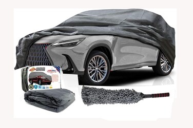 غطاء سيارة مقاوم للماء لسيارات Lexus LX570, LX600, LC200, LC300 (2008–2024) – حماية لجميع الظروف الجوية   وصول بسحّاب لباب السائق والصندوق، أحزمة مقاومة للرياح، حماية من الشمس، الثلوج، المطر والغبار