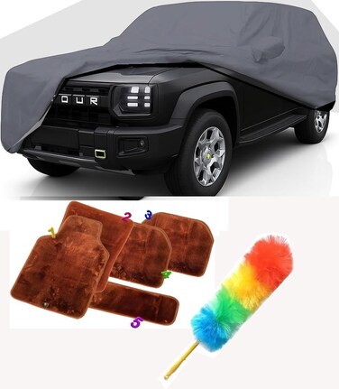 Jetour T2 Car Cover 2024&ndash;2025 &ndash; Black, Includes Zafrani Mat (Beige Tone), All-Weather, Waterproof &amp; Dust Resistant